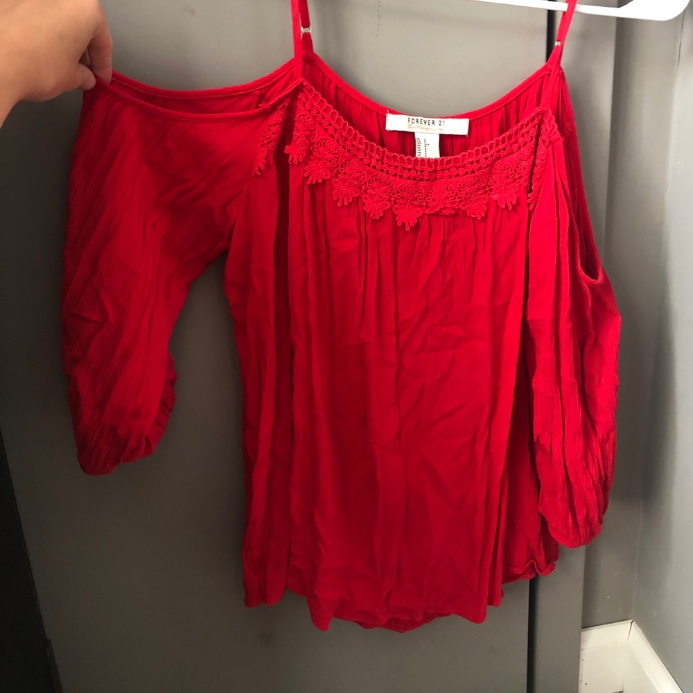 Red Cold Shoulder Blouse
